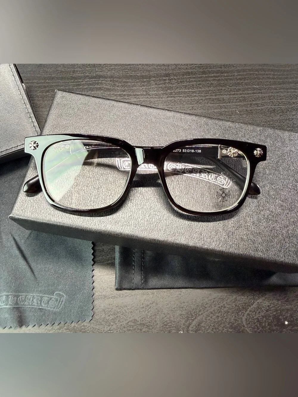 Black Chrome Hearts Glasses